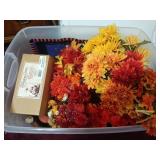 Tote of Fall Artificial Flowers and Decor