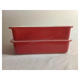 Pair of Pink Pyrex Square Casseroles 10x9