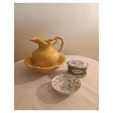 McCoy Pottery Small Wash Pitcher & Basin, Melodies