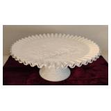 Vintage Fenton Spanish Lace Milk Glass Cake Plate