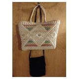Vintage Straw Purse/Tote & Small Black Purse