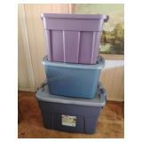 Totes - large blue has marker on lid