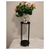 Plant Stand w/Vase & Artificial Flowers