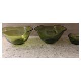 Vintage Anchor Hocking Folded Green Serving Bowls