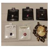 Vintage Cameo Pin and Assorted Gemstones