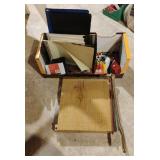 Vintage Paper Cutter and Assorted Office Supplies