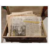 Vintage Suitcase w/Newspapers
