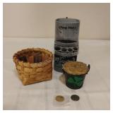 2 US Half Dollars, Coin Roll Wraps, Bank w/Coins &