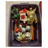 Tote of Assorted Christmas Decor