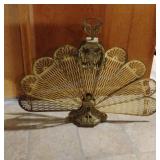 Vintage Brass Peacock Fire Place Screen