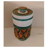 Italian Glazed Pottery Lidded Jar 10x5