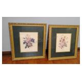 Pair of Framed  Floral Art Prints 21x19