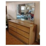 MCM Kroehler Blonde Dresser with Mirror