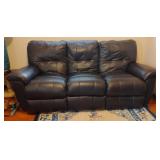 Navy Leather Sofa w/Reclining Ends 35x80x34