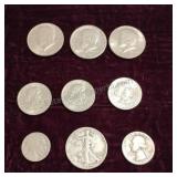 1942 Walking Liberty Half Dollar, 3 Kennedy Half