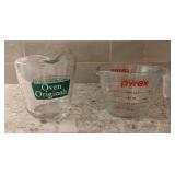 Pyrex 1 Cup and Anchor Hocking 2 Cup Glass