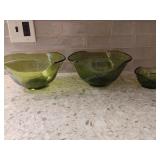 Green Glass Bowl Set