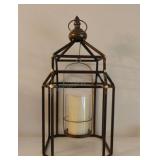Large Metal Open Design Lantern w/Battery Operated