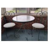 3 Piece Green Wrought Iron Patio Set