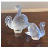 Lalique Double Swans Crystal Signed Figurine