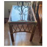 Bamboo Glass top Table 20x28x23 Inches tall