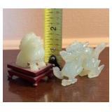 Carved Jade / Jadeite  Dragon & Foo Dog