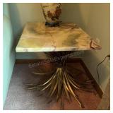 MCM Metal Wheat & Marble Top Table 18x27.5