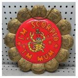 Vintage Wood Scorpio Plate 12.5 inches