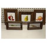 Small Framed Enamel Fruit Tiles