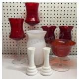 Assorted Colored Glass Vases & Votives