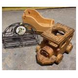 Outside Planters & Wood Sleigh