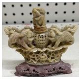 Hand carved figure Jadeite and Soap Stone