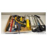 Assorted Tools, Hammer, Work Light, Hack Saws