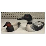 Signed Resin Duck & Signed Carved Loon