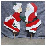 Wooden Mr. & Mrs Santa 3ft Tall