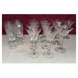 Group of Etched Wine Glasses