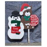 Wooden snowman & Bear 24 & 28 inches Tall