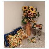 Sunflower Toss Pillows, Artificial Plant and