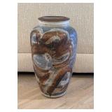 Signed Stoneware Pottery Vase- 16.5"
