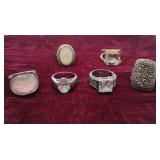 6 Ladies Fashion Rings sizes 8-10