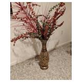 Brass Etched Vase w/Arrangement