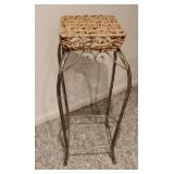 Wrought Iron Plant Stand w/Wicker Top