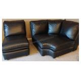 Emerson Leather Black Leather Sectional Sections