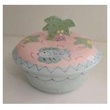 Covered Hand Painted Ceramic Bowl -paint chips on