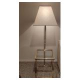 MCM Gold Tone Metal Floor Lamp w/Glass Top Table