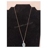 Sterling Box Chain w/Gemstone Pendant 18"