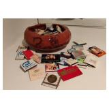 Pottery Bowl w/Assorted Matchbooks