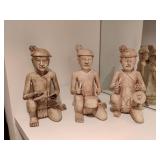 Trio of Carved Musician Statues