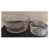 Clear Glass Serving Bowl w/2 Matching Salad Bowls