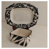 Decorative Pottery Plate and Square Bowl